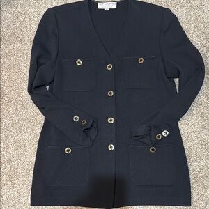 St. John by Marie gray sweater button down size 6 vintage